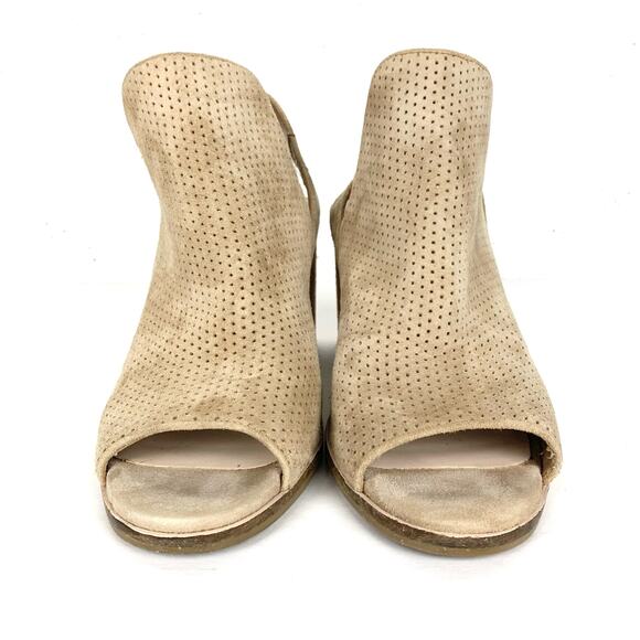 Cole Haan Grand OS Callista Tan Suede Perforated Bootie Block Heel Peep Toe 8 - Picture 2 of 11